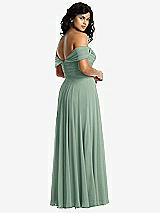 Rear View Thumbnail - Seagrass Off-the-Shoulder Draped Chiffon Maxi Dress