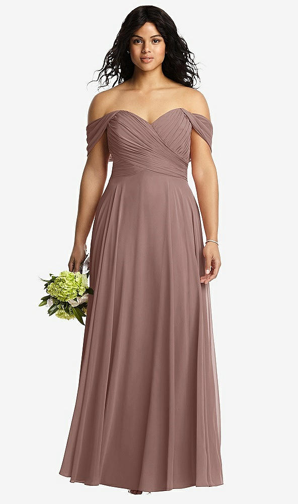 Front View - Sienna Off-the-Shoulder Draped Chiffon Maxi Dress
