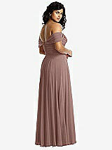 Rear View Thumbnail - Sienna Off-the-Shoulder Draped Chiffon Maxi Dress