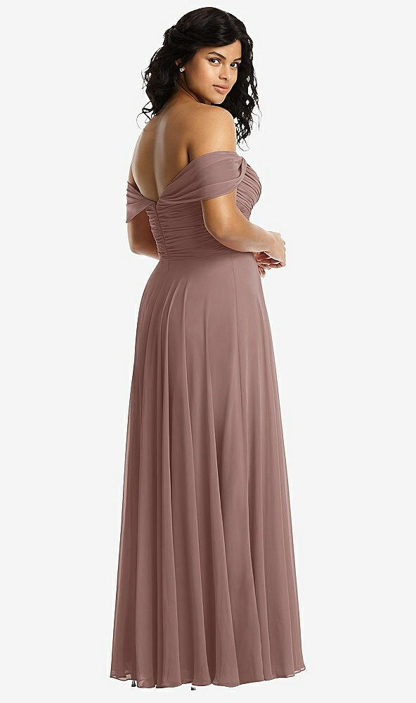 Back View - Sienna Off-the-Shoulder Draped Chiffon Maxi Dress