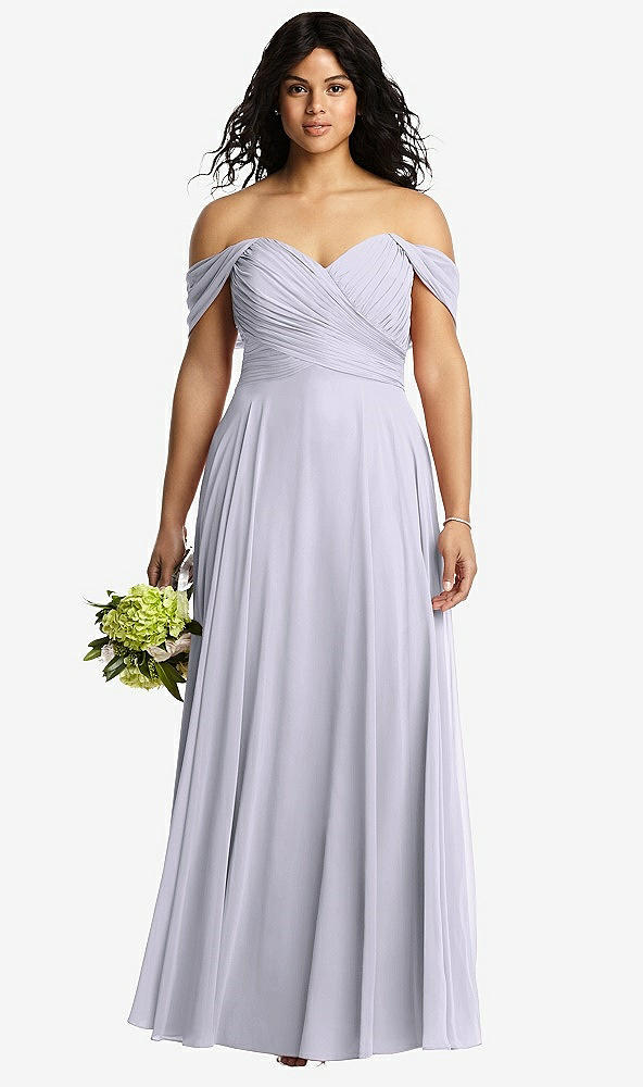 Front View - Silver Dove Off-the-Shoulder Draped Chiffon Maxi Dress
