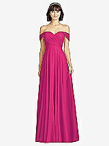 Alt View 1 Thumbnail - Think Pink Off-the-Shoulder Draped Chiffon Maxi Dress