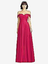 Alt View 1 Thumbnail - Vivid Pink Off-the-Shoulder Draped Chiffon Maxi Dress