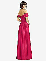 Alt View 2 Thumbnail - Vivid Pink Off-the-Shoulder Draped Chiffon Maxi Dress