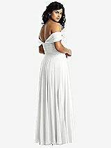Rear View Thumbnail - White Off-the-Shoulder Draped Chiffon Maxi Dress