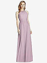 Front View Thumbnail - Suede Rose Cutout Open-Back Shirred Halter Maxi Dress