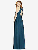 Rear View Thumbnail - Atlantic Blue Cutout Open-Back Shirred Halter Maxi Dress