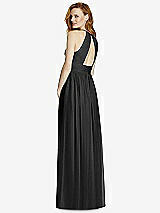 Rear View Thumbnail - Black Cutout Open-Back Shirred Halter Maxi Dress