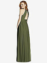 Rear View Thumbnail - Olive Green Cutout Open-Back Shirred Halter Maxi Dress