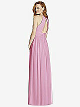 Rear View Thumbnail - Powder Pink Cutout Open-Back Shirred Halter Maxi Dress