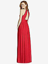 Rear View Thumbnail - Parisian Red Cutout Open-Back Shirred Halter Maxi Dress