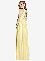 Rear View Thumbnail - Pale Yellow Cutout Open-Back Shirred Halter Maxi Dress
