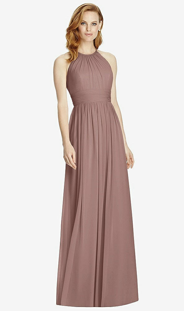 Front View - Sienna Cutout Open-Back Shirred Halter Maxi Dress