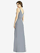 Rear View Thumbnail - Platinum Draped Wrap Chiffon Maxi Dress with Sash
