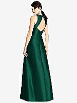Rear View Thumbnail - Hunter Green Sleeveless Open-Back Satin A-Line Dress