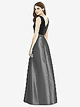 Rear View Thumbnail - Gunmetal & Black Sleeveless A-Line Satin Dress with Pockets