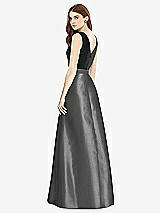 Rear View Thumbnail - Pewter & Black Sleeveless A-Line Satin Dress with Pockets