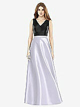 Front View Thumbnail - Silver Dove & Black Sleeveless A-Line Satin Dress with Pockets