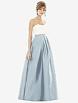 Front View Thumbnail - Mist & Ivory Strapless Pleated Skirt Maxi Dress with Pockets