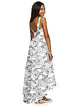 Rear View Thumbnail - Botanica Floral Bateau Neck High-Low Junior Bridesmaid Dress with Pockets