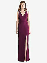 Rear View Thumbnail - Ruby Criss Cross Back Trumpet Gown with Front Slit