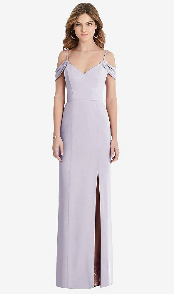 Front View - Moondance Off-the-Shoulder Chiffon Trumpet Gown with Front Slit