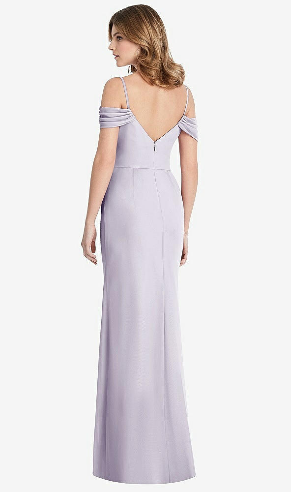Back View - Moondance Off-the-Shoulder Chiffon Trumpet Gown with Front Slit