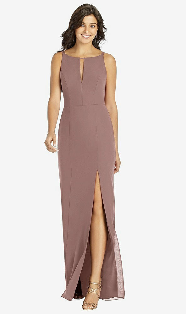Front View - Sienna Keyhole Neck Mermaid Dress with Front Slit