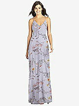 Front View Thumbnail - Butterfly Botanica Silver Dove Criss Cross Back A-Line Maxi Dress