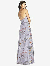 Rear View Thumbnail - Butterfly Botanica Silver Dove Criss Cross Back A-Line Maxi Dress