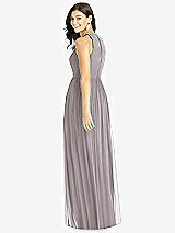 Rear View Thumbnail - Cashmere Gray Shirred Skirt Jewel Neck Halter Dress with Front Slit