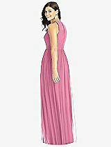 Rear View Thumbnail - Orchid Pink Shirred Skirt Jewel Neck Halter Dress with Front Slit