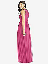 Rear View Thumbnail - Tea Rose Shirred Skirt Jewel Neck Halter Dress with Front Slit
