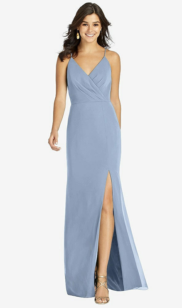 Front View - Cloudy Criss Cross Back Mermaid Wrap Dress