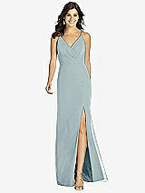 Front View Thumbnail - Morning Sky Criss Cross Back Mermaid Wrap Dress