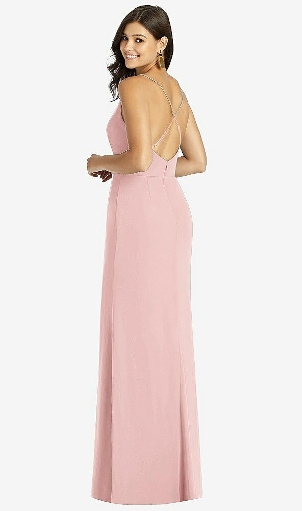 Back View - Rose - PANTONE Rose Quartz Criss Cross Back Mermaid Wrap Dress