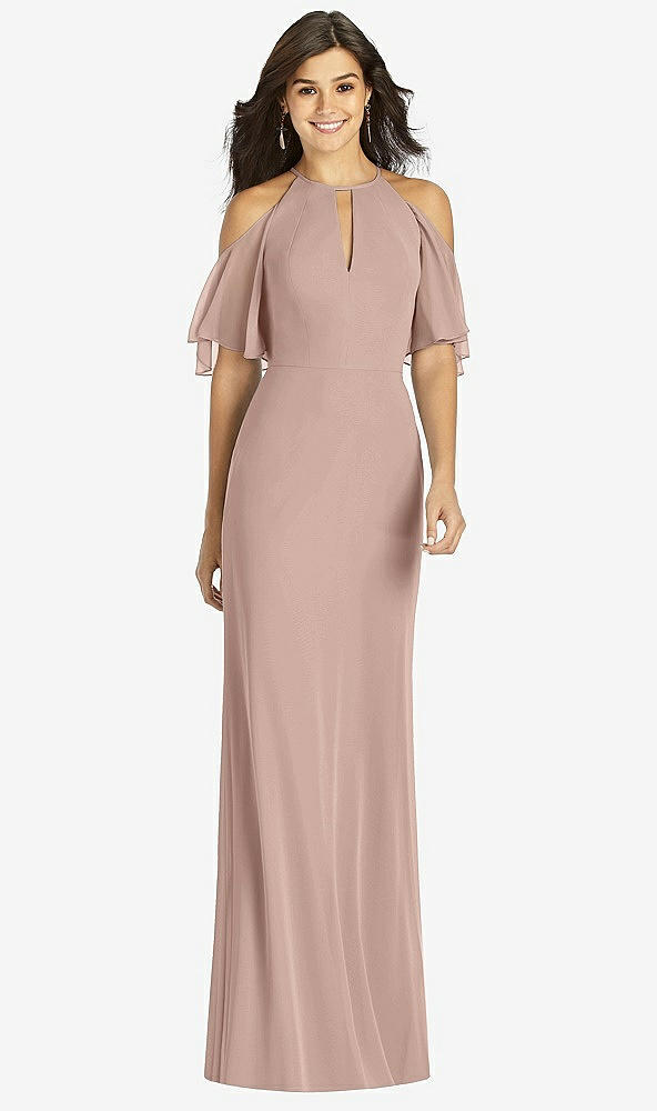Front View - Bliss Ruffle Cold-Shoulder Mermaid Maxi Dress