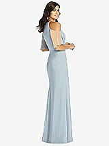 Rear View Thumbnail - French Blue Ruffle Cold-Shoulder Mermaid Maxi Dress