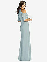 Rear View Thumbnail - Morning Sky Ruffle Cold-Shoulder Mermaid Maxi Dress