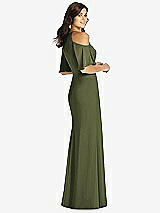 Rear View Thumbnail - Olive Green Ruffle Cold-Shoulder Mermaid Maxi Dress