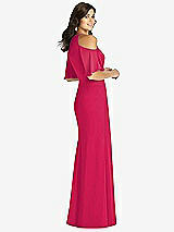 Rear View Thumbnail - Vivid Pink Ruffle Cold-Shoulder Mermaid Maxi Dress