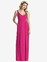 Front View Thumbnail - Think Pink Sleeveless Pleated Skirt Maxi Dress with Pockets