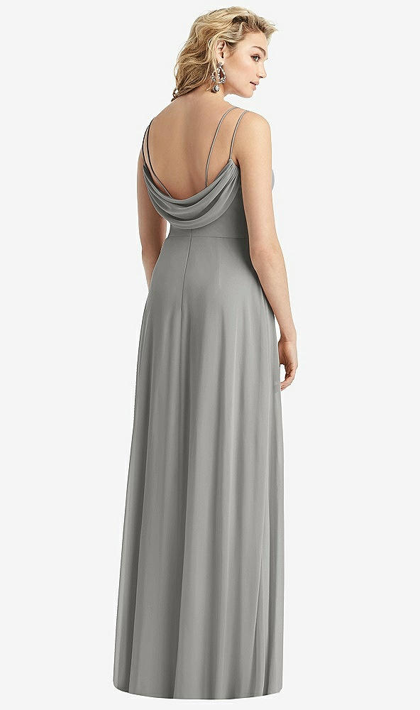 Front View - Chelsea Gray Cowl-Back Double Strap Maxi Dress with Side Slit