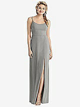 Rear View Thumbnail - Chelsea Gray Cowl-Back Double Strap Maxi Dress with Side Slit