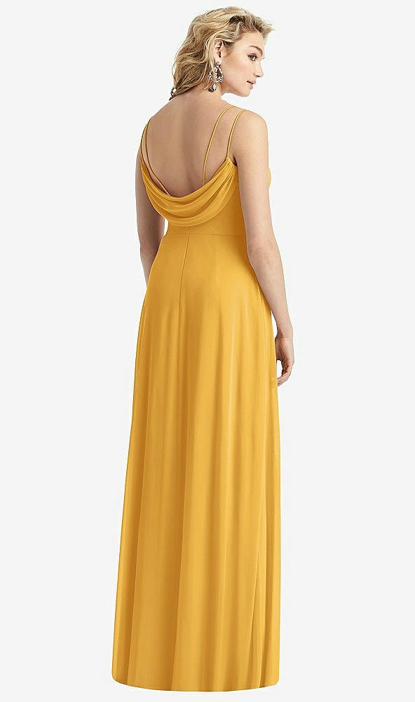 Front View - NYC Yellow Cowl-Back Double Strap Maxi Dress with Side Slit