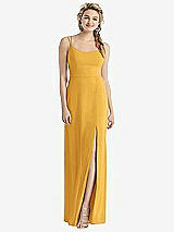 Rear View Thumbnail - NYC Yellow Cowl-Back Double Strap Maxi Dress with Side Slit