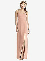 Rear View Thumbnail - Pale Peach Cowl-Back Double Strap Maxi Dress with Side Slit