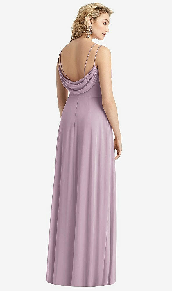 Front View - Suede Rose Cowl-Back Double Strap Maxi Dress with Side Slit