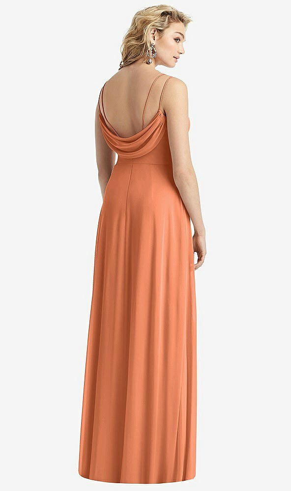 Front View - Sweet Melon Cowl-Back Double Strap Maxi Dress with Side Slit