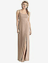 Rear View Thumbnail - Topaz Cowl-Back Double Strap Maxi Dress with Side Slit